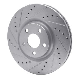Ford Edge Brake Rotor (1) - Front Left - R1 Concepts - Drilled & Slotted - Silver - `15-`20